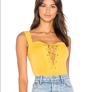 Capulet Cara Lace Up Bodysuit in Goldenrod